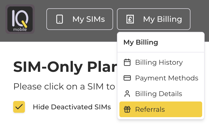Referrals Tab Button