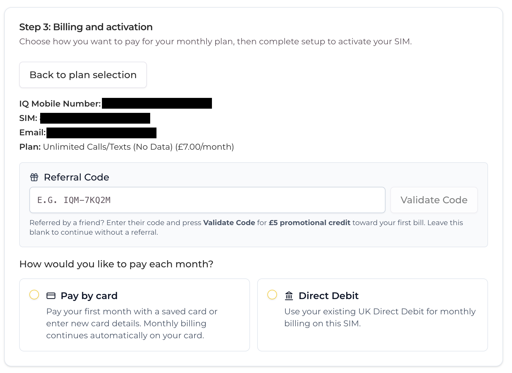 Referral Code Validation