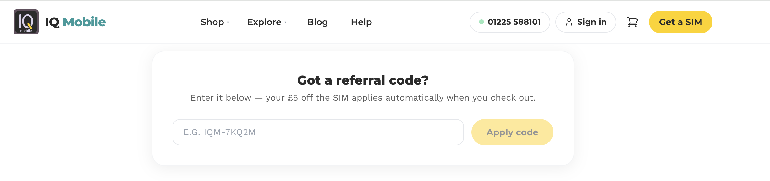 Referral Code Entry Retail